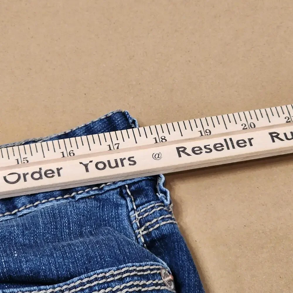 Seven7 Straight Jeans Mens 34x29 Blue Medium Wash Distressed Stretch Denim